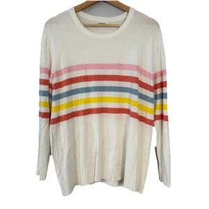 ANDTHEWHY Anthropologie Sweater S/M Comfy‎ Rainbow Stripes And The Why